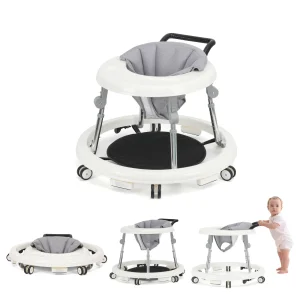 Foldable Toddler Walker with Wheels & Activity Tray