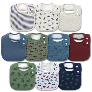 10-Pack Baby Bandana Bibs Soft Absorbent Cotton Drool Bibs with Polyester Fleece Backing, Adjustable Side Snap Closure Machine Washable for Feeding Teething & Drooling 3-36 Months
