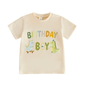 Shirt Tops Round Neck Print Short Sleeve Truck Sleeve-Round Toddler Boy Birthday Round Neck Tops Professional